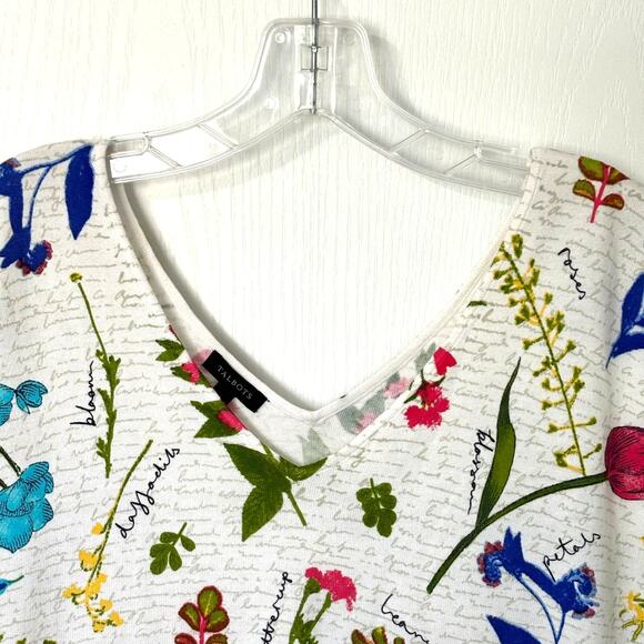 Talbots Wms Medium Floral Script Print Soft Knit Sweater Spring Summer Feminine - Picture 4 of 7